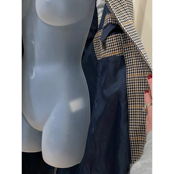 NWT Wool Express Womens Houndstooth Mid-Length Coat With Button Closure - Picture 6 of 10